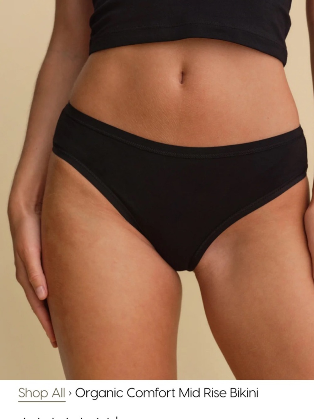 MATE Organic Comfort Mid-Rise Bikini Panty - Black